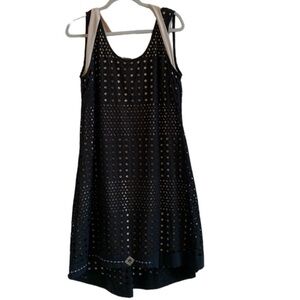 NWOT Elisa Cavaletti Black sleeveless Eyelet Dress Sz 10